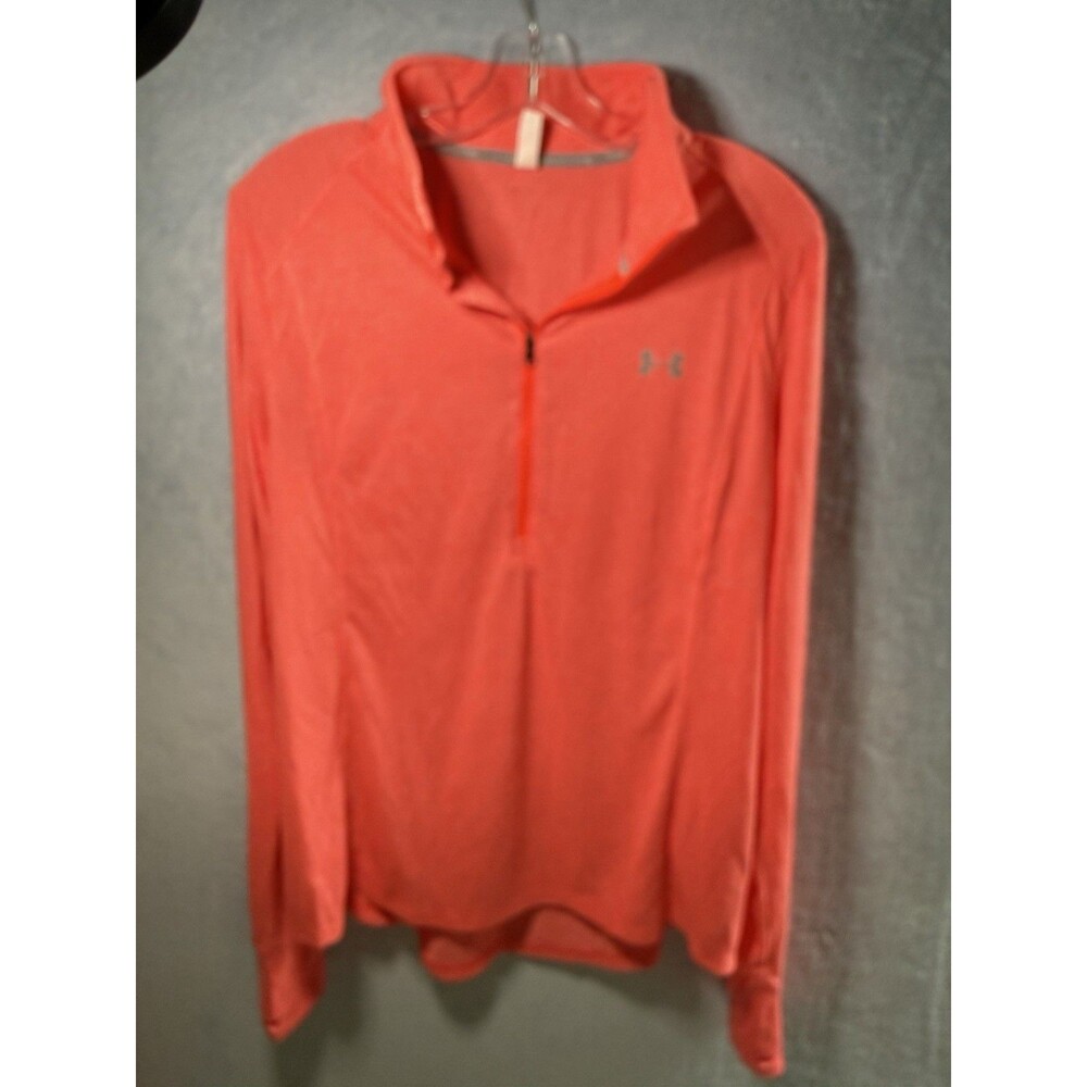 Under Armour Womens Threadborne HeatGear 1/4 Zip Pullover Pink XL Heathered